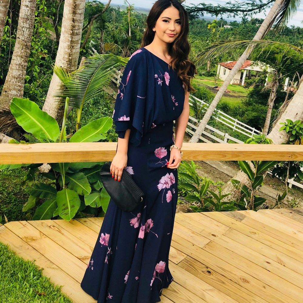 Fame and Partner, stunning navy floor length dress